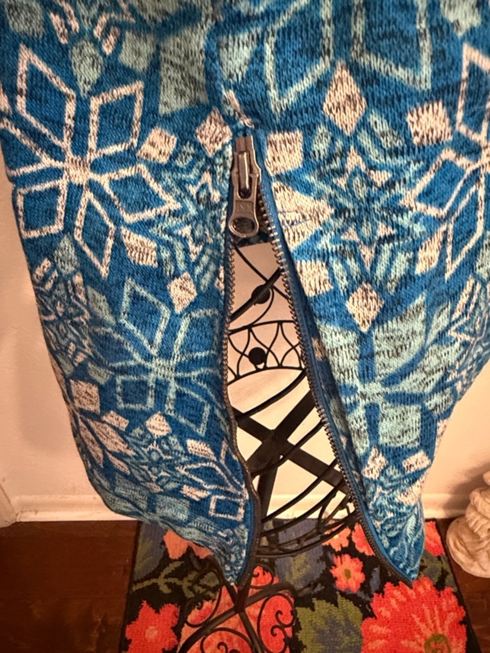❄️❄️❄️BOGOHO❄️❄️❄️Talbots Blue Snowflake Pattern Pullover Hoodie-Large - Picture 7 of 12